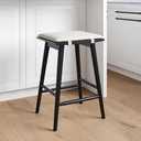 Nathan James Barker Counter Height Wood Barstool with Upholstered Cushion, Backless Island Stool for Kitchen, Black/White, Set of 1