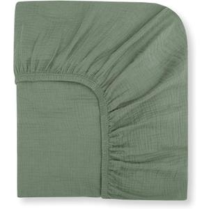 Nora's Nursery Muslin Crib Sheets - 100% Organic Cotton Crib Sheets - Fits Standard Crib and Toddler Bed Mattress Size - Breathable & Fitted Crib Sheet for Baby Girl & Boy - Sage Green