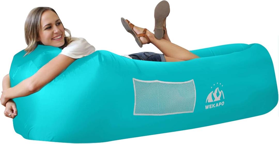 WEKAPO Inflatable Sun Lounger, Air Sofa, Hammock, Portable, Waterproof and Leak-Proof, Ideal for Backyard, Beach, Travel, Camping, Picnics and Music Festivals (Teal)