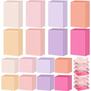 Yexiya 64 Pcs Lined Sticky Notes Self Stick Notes with Lines Bright Assorted Colors Sticky Pad for Home Office Products Post Memos, 1920 Sheets(4 x 6 Inch, 3 x 3 Inch,Fashion Color)