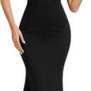 EDINSY Women’s Elegant Off Shoulder Formal Evening Dress – Slim Fit Stretchy Long Gown for Weddings, Parties & Cocktail Events(1007T-Black-S)