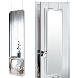 47x14 Mirror Rectangle Full Body Length Door Hanging Wall Mounted Aluminum Alloy Metal Frame Dressing Make-up Mirrors for Entryway Bedroom Bathroom Living Room 47 14 inch Silver