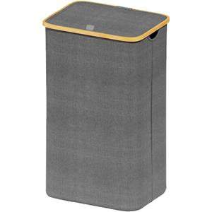 SUOCO Laundry Hamper with Lid, 29 Gal (110L) Clothes Basket with Bamboo Handles, Large Foldable Laundry Hamper for Bedroom, Bathroom, Dorm, Laundry Room - Grey