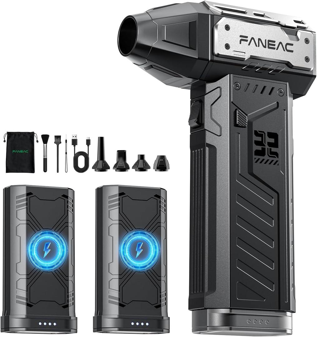 X305 Air Duster with Dual Battery Pack - 150,000rpm, 3-Gear Adjustable Speed, Ultra-Powerful Brushless Motor Compressed air Duster, for Keyboard, Computer, House, Indoor and Outdoor