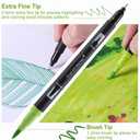 2 x nauets 36 Colors Watercolor Markers with Coloring Book Set Brush & Fine Dual Tip No Bleeding Professional Paint Pens For Drawing Note taking Planner Calligraphy Journaling Card Making Art Supplies