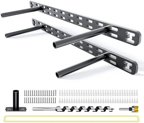 2pcs Floating Shelf Bracket Heavy Duty,Decorative Floating Shelf Hardware Hidden Black Metal Fireplace Mantel Brackets (18"X6"X1.0" with Tools )