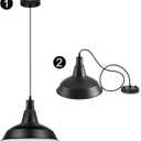LOEHINLE Pendant Light Fixtures, 2Pcs Farmhouse Kitchen Island Lights Fixture, Industrial Hanging Pendant Lighting for Dining Room Bedroom, Black Metal Pendant Lamp, E26 Base, 12.2in