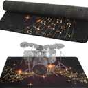 Drum Rug, 4 Ft x 5 Ft Drum Mat Drum Carpet Music Rug with Non-Slip Bottom, Soundproof Electrical Drum Pads for Drummers, Musical Note