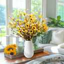 CRCZK 24Pcs Bee Floral Stems Decor, Artificial Spring Summer Bumble Bee Branch Picks with Sunflower & Berry, Farmhouse Rustic Yellow Flower Picks for Home Kitchen Table Vase Centerpiece