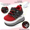 BARERUN Baby Sneakers Toddler Shoes Soft Anti-Slip Sole Newborn First Walkers Infant Toddler Breathable Athletic Running Shoes (7.5-8 Toddler, Black/Red)