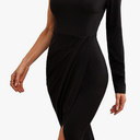 Theenkoln Women's One Shoulder Long Sleeve Hiding Tummy Party Dresses Cocktail Sexy Irregular Hem Fitted Club Dresses, Black, XL