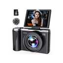 Digital Camera 4K for Photography and Video, 56MP Autofocus Vlogging Camera for YouTube, 3" 180° Flip Screen & 16X Digital Zoom, Compact Travel Cameras with 32GB SD Card for Beginners & Adults