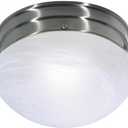 NUVO SF76/671 One Light Mushroom Flush Mount, Brushed Nickel/Alabaster Glass