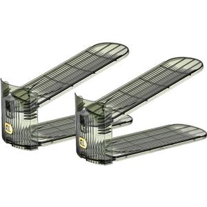 Shoe Slots Organizer, Clear Shoe Stacker, Adjustable Level Shoe Rack,Storage Space Saver for Sneakers Display (Green Transparent, 2Pack)