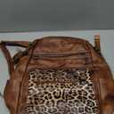 Shrrie 15.6 inch Laptop Backpack for Women,Large Leather Purse,Travel Backpacks Carry on,Water Resistant Casual Laptop Backpacks,College Backpack,Work Backpack for Women,Two-tone Camel Brown (Brown With Leopard)