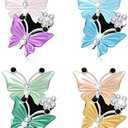 Frienda 4-Piece Car Butterfly Diffuser Vent Clip Decoration - Pink, Lake Blue, Green, Yellow - Rhinestone Butterfly Car Air Vent Decor