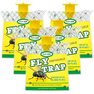 Fly Traps Outdoor for Patio, Hanging Fly Catcher with Bait, Disposable Fly Bags for Effective Mosquito and Bug Control, 5-Pack, Hanging Ties Included (5pk)