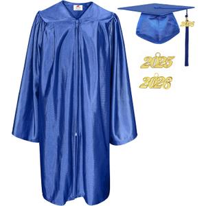 MyGradDay Shiny Kindergarten & Preschool Graduation Gown Cap Tassel 2026 & 2025 Charm (Size: 21"(3'0"-3'2"）Blue)