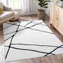 YIHOUSE 5x7 Washable Living Room Rug - Modern Abstract Black and White Area Rug Non-Slip for Bedroom Home Office (Geometric, 5'x7'ft)
