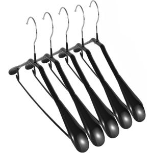 5 Pack Wide Shoulder Hangers Metal Suit Hangers Smooth Soft Gloss Grippy Flexible Thick Rubber Blazer Non Slip Jacket Clothes Hangers Black