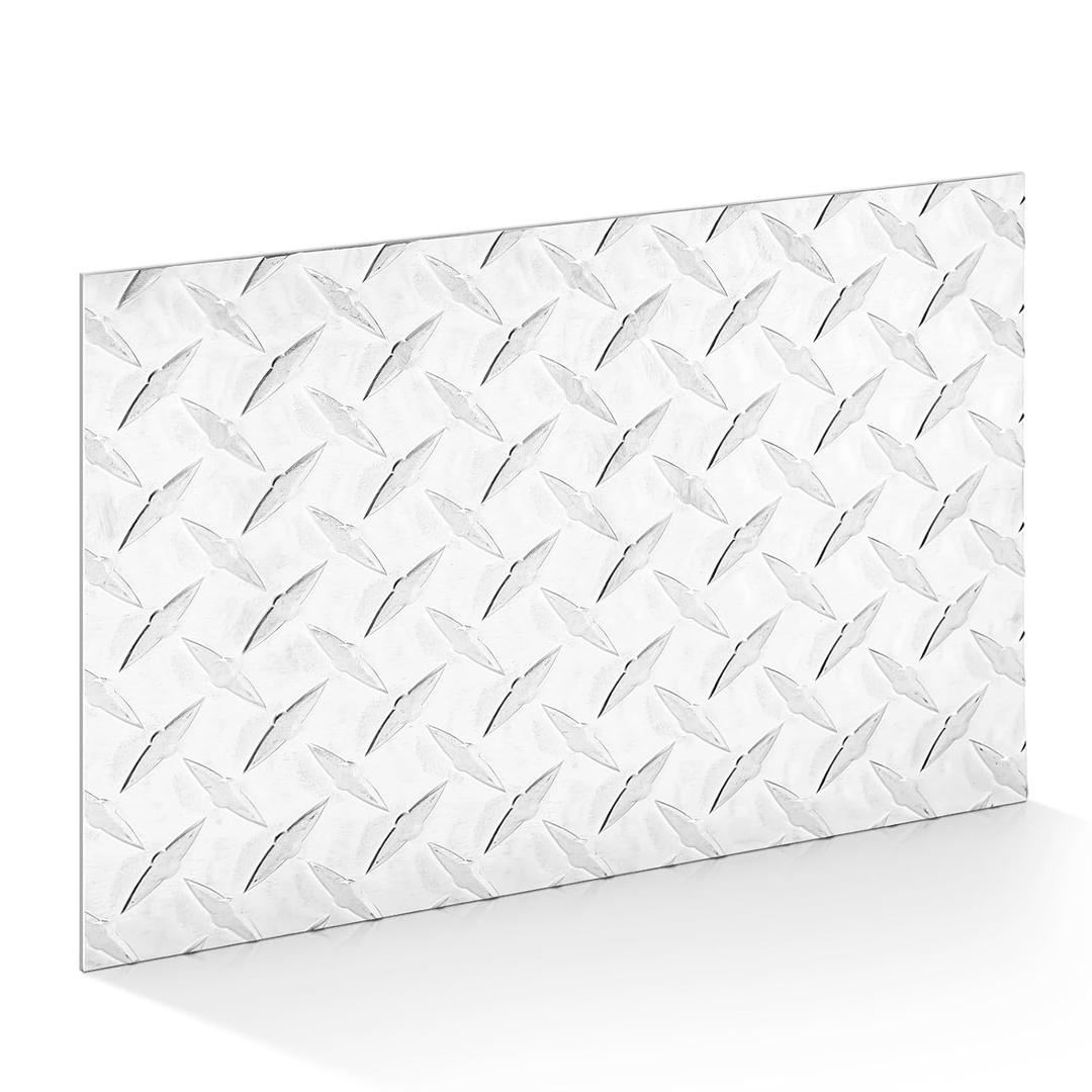 Yaocom 12" x 16" Aluminum Diamond Plate Sheet 0.08 Inch Thick Tread Metal Panel for Toolbox, Trailer Trim, Rv Wall, Garage Protection, Decorative Covering, Silver Finish