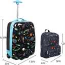 Space Printed 2-Wheel Lightweight Carry-on Luggage Suitcase with Backpack and Neck Pillow (3-Pc Set) For Boys