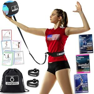 OVANTO Volleyball Training Equipment Aid – Adjustable Practice Hitting Rebounder in 4 Styles to Serve, Spike, Set, and Pass Like a Pro - Volleyball Practice Equipment Gift for Beginners & Experts