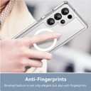 Hiooloon for Samsung Galaxy S25 Ultra Magnetic Case Clear Compatible with MagSafe, Built-in 2-Way Kickstand [Horizontal & Vertical Stand] Crystal Clear Slim Fit Rugged Cover (Clear)