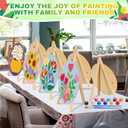 Supervitae 72 Piece Spring Floral 5.9" Round Pre Drawn Canvas Kit Spring Paint and Sip Kit with Pictures Paints Easels Brushes for Kids Adults DIY Painting Holiday Easter Party Gifts