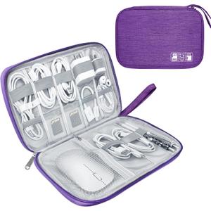 Lcsmaokin Electronics Travel Organizer,Portable Waterproof Electronic Travel Storage Bag for Small Charging Cord Storage,Charger,Small Electronics,SD Card etc,for Travel,Business - Purple