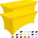 Smiry 2 Pack Spandex Table Cloth 5FT, Elastic Fitted Stretch Tablecloths for Rectangle Tables, Washable Table Cover for Outdoor, Wedding, Banquet & Parties (Yellow, 60Lx30Wx30H Inch)