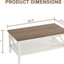 ChooChoo Farmhouse Coffee Table, Wooden Coffee Tables with Thicker Legs, White Coffee Table with Storage for Living Room