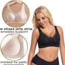 PRETTYWELL Wireless Bras for Women Molded Cup Comfort Push up Bra V Mesh Seamless Full Coverage No Underwire Bra A to D Cup (XL)