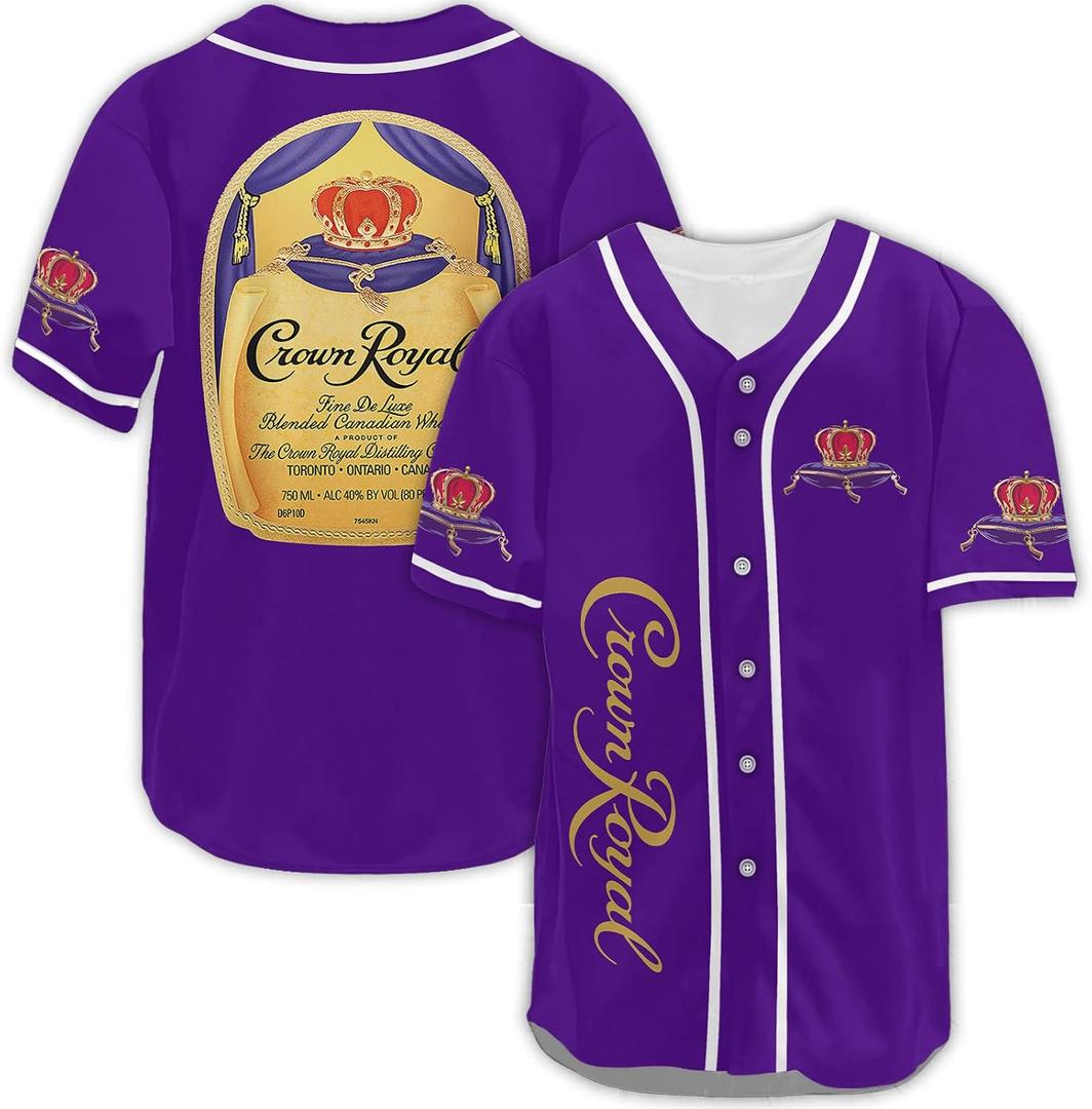 XXME Crown Fan Baseball Jersey Shirt, Crown Lovers Shirt Sports Uniform (Purple, L)
