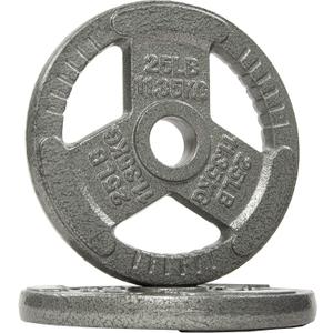 Fitvids Cast Iron Plate Weight Plate for Strength Training and Weightlifting, 2-Inch Center, 25LB (Set of 2)