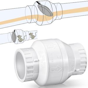 Geetery 1 Pcs 2 Inch PVC Slip Swing Check Valve No Spring Back Flow Preventer Valve White No Return Silent Backflow for Backflow Prevention, Reduces Water Hammer Noise