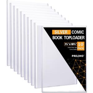 10ct Silver-Age Comic Book Toploaders - Crystal Clear Comic Book Top loaders, Premium PVC Comic Book Topload, Hard Plastic Comic Book Holders, Protection for Display, Storage, Collection