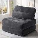YITAHOME Folding Sofa Bed, Convertible Lazy Sleeper Chair with Pillow Foldable Mattress with Back Support, Portable Fold Out Chair Bed,Comfy Floor Sofa Lounge for Living Room, Bedroom, Dark Grey