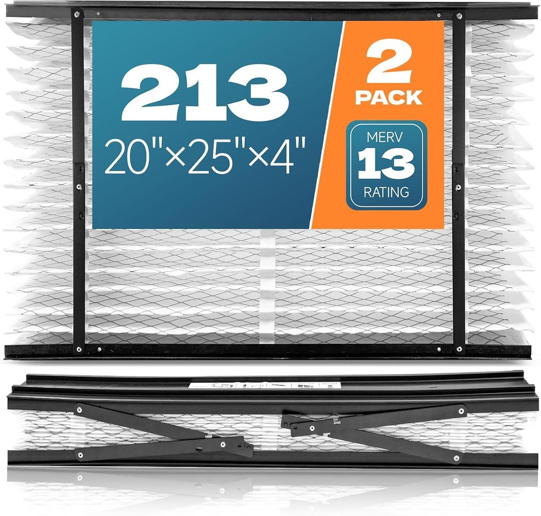 2-Pack 213 Replacement Filter Compatible with AprilAire Whole House Air Purifiers, Models 1210, 1620, 2210, 2216, 3210, 4200, MERV 13, Size: 20x25x4(Actual Size 20.66''x25.19"x4)