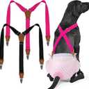 Pet Soft Dog Suspenders 2 Pieces Female Dog Diaper Suspenders for Dogs Diaper Keeper Suspender for Dogs Skirt, Dress, Diapers (Black & Pink, M/L)