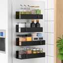 4 Pack Magnetic Spice Storage Rack Organizer for Refrigerator and Oven, Jet Black Fridge Organizers and Storage