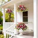 Hommyea Artificial Flowers for Outdoor, 2 Bundles UV Resistant Fake Plants Decoration Realistic Faux Silk Flowers No Fade Plastic Flowers for Outside Planters Home Porch Patio Yard Garden Decor