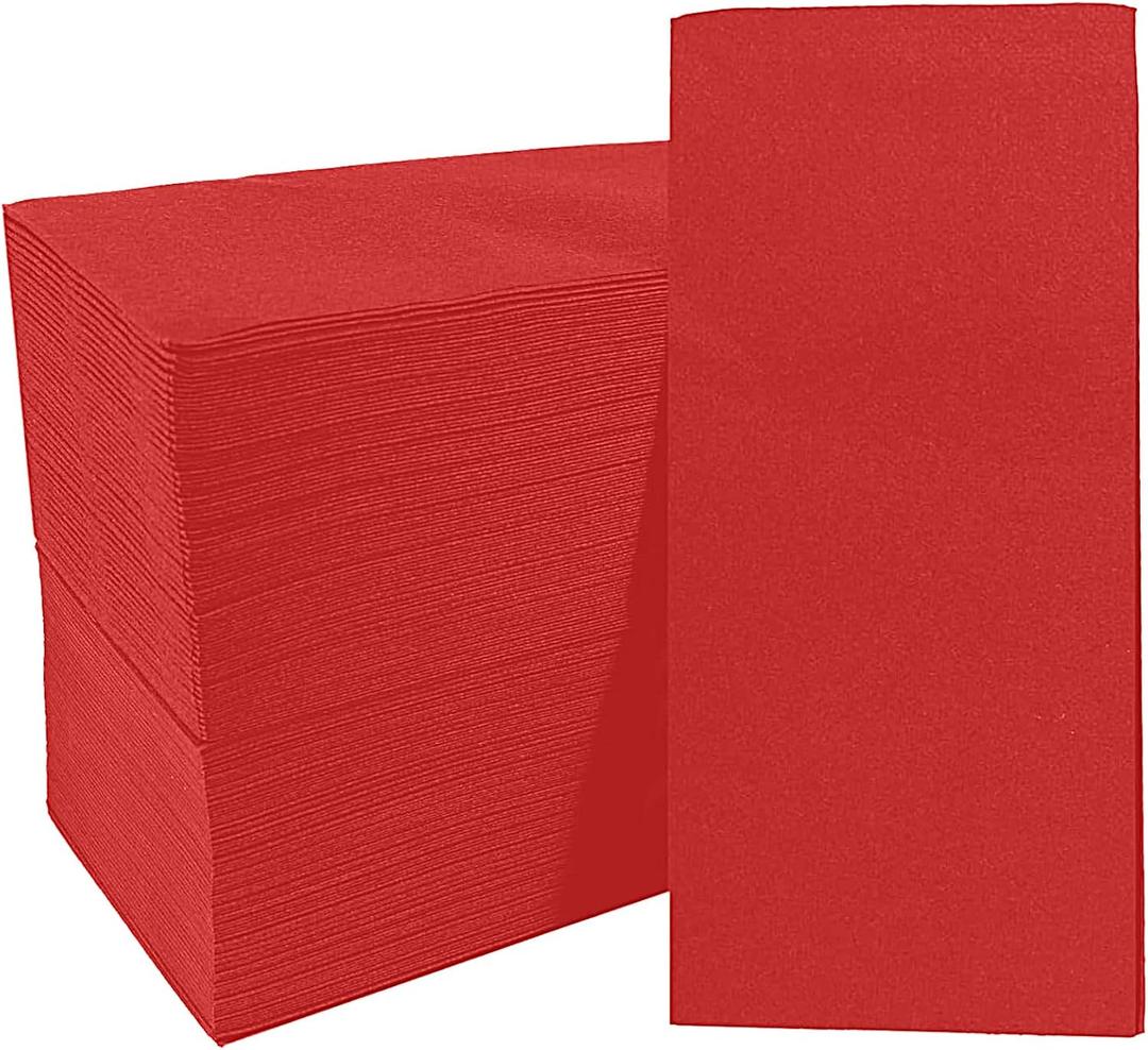100 Pack Linen-Feel Red Napkins Disposable Guest Paper Valentines Red Hand Towels for Bathroom Soft Absorbent Dinner Paper Napkins Everyday Kitchen Cocktail Party Wedding
