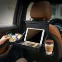 Car Back Seat Tray Table - Foldable & Adjustable Travel Desk for Eating, Working, Gaming | Sturdy Plastic Snack Lap Tray for Adults | Fits SUV, Sedan, Minivan (Folding Storage Box)