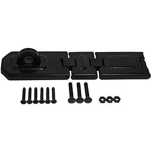 QCAA Extra Heavy Duty Concealed Safety Hasp, Flexible Link, with Hardened Staple, 7-1/2" Double Flexible, Black Coated, 1 Pack