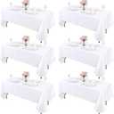 Kesfey 6 Packs White Table Cloths Rectangle 60 x102 inch High Density Washable Polyester Fabric White Tablecloths for 6 Foot Tables Rectangle Wrinkle Resistant Tablecloth for Parties Wedding Banquet