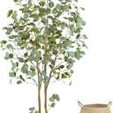 Artificial Eucalyptus Tree, 6ft Tall Faux Eucalyptus Plant with Basket for Home Office, 72'' Fake Tree for Indoor Outdoor Livingroom Garden Floor Dcor