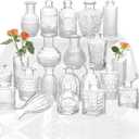 Glass Bud Vase Set of 22, Small Vases for Flowers, Clear Centerpieces, Mini in Bulk Rustic Wedding Decorations, Vintage Look Home Table Flower Decor (Clear)