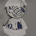 Abbott Collection Home and Kitchen Décor - Round Shallow Porcelain Serving Dish, 4" Diameter, White and Blue Fish Motif – Nautical Inspired Appetizer Plate, 2 Packs