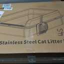 XXXL Stainless Steel Litter Box, 28.1'' Metal Cat Litter Box for Big Cats & Multi-Cat Homes, Low Entry, High Sides, Easy Clean
